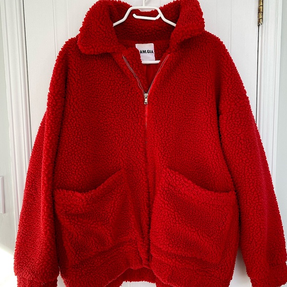 I.AM.GIA Red Teddy Jacket - Picture 1 of 4